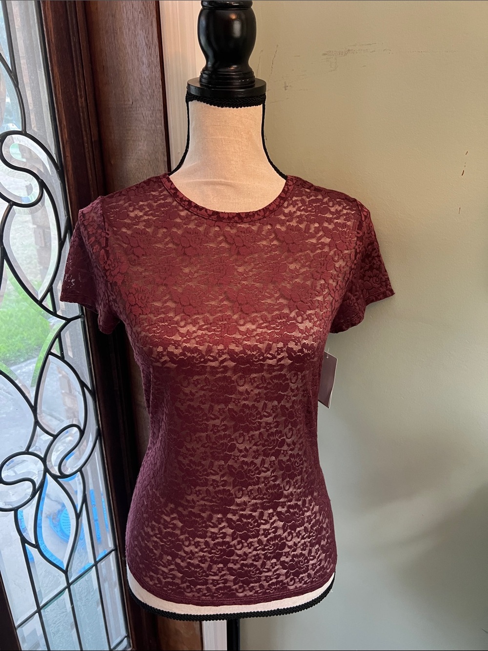 bp Burgundy Lace Short-Sleeve Tee